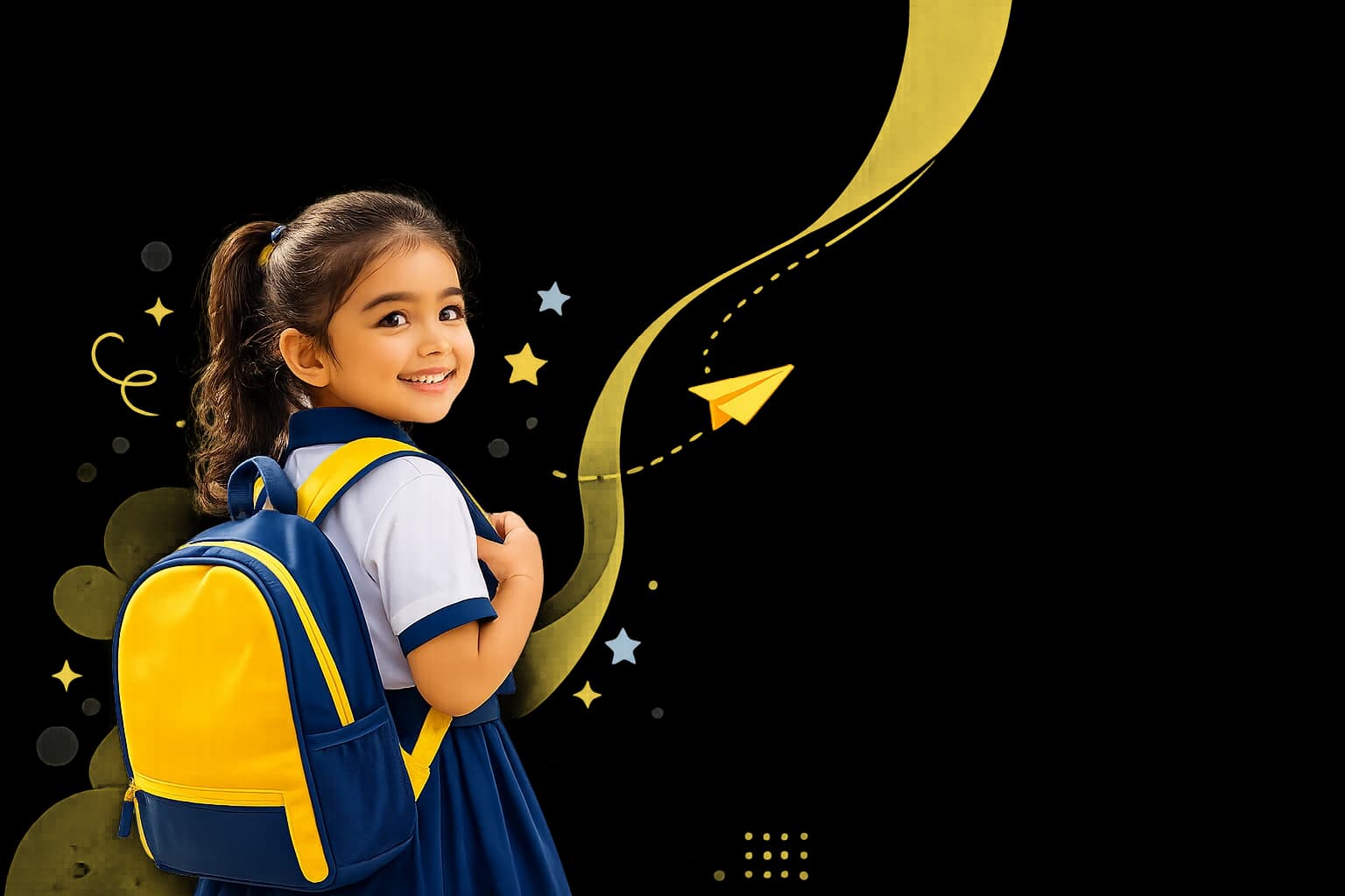 Happy preschool child with school bag